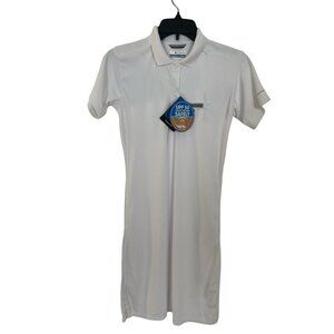 Columbia Womens Tidal Tee Polo Dress UPF 50 PFG Pockets White Sweat Wicking NWT